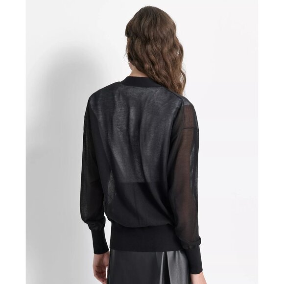 DKNY Womens Button-Front Lightweight Sheer Cardigan Black Szs L/M NWT - Picture 4 of 6